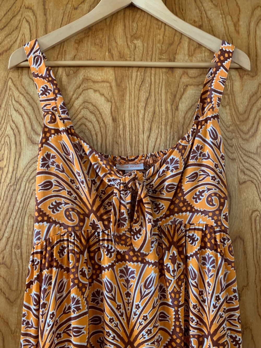 Knox Rose Orange and Brown Paisley Maxi Dress